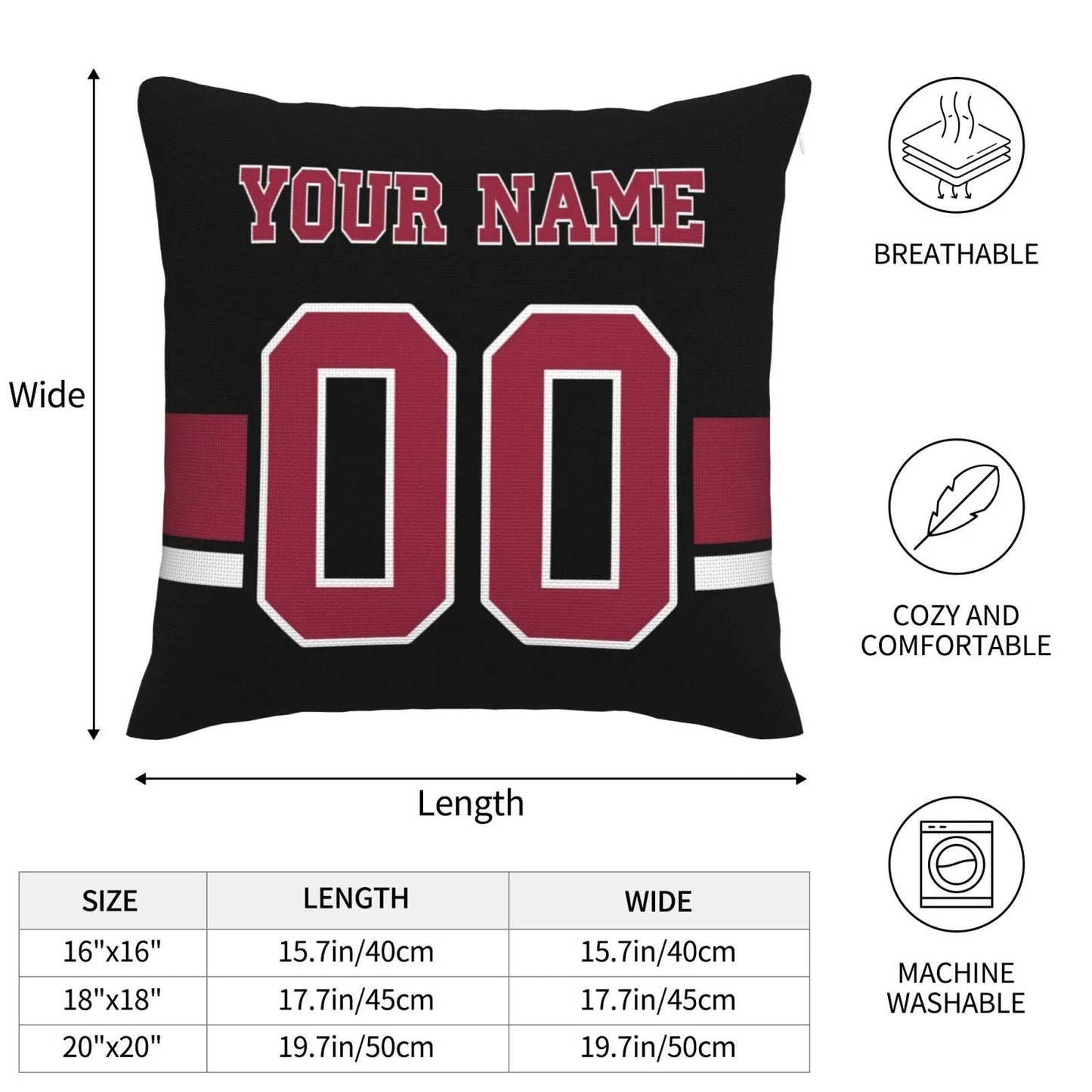 Custom A.Cardinals Pillow Decorative Throw Pillow Case - Print Personalized Football Team Fans Name & Number Birthday Gift Football Pillows view 4