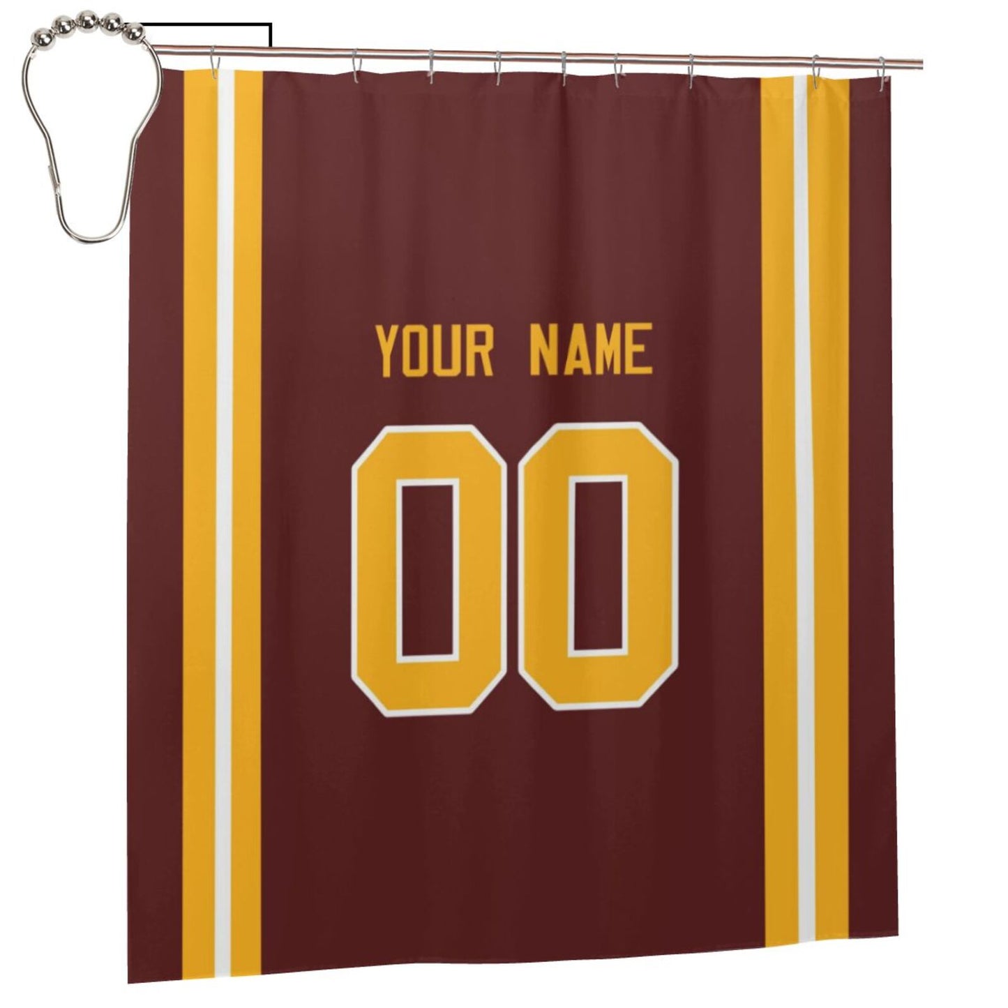 Custom W.Commanders Football style personalized shower curtain custom design name and number set of 12 shower curtain hooks Rings view 17