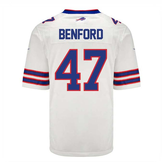 B.Bills #47 Christian Benford Game Jersey - White Stitched American Football Jerseys - Main View