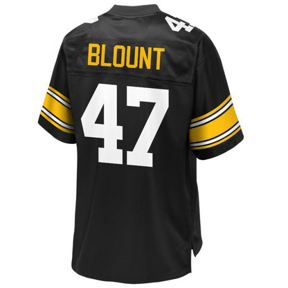 P.Steelers #47 Mel Blount Pro Line Replica Home Black Stitched American Football Jerseys - Main View
