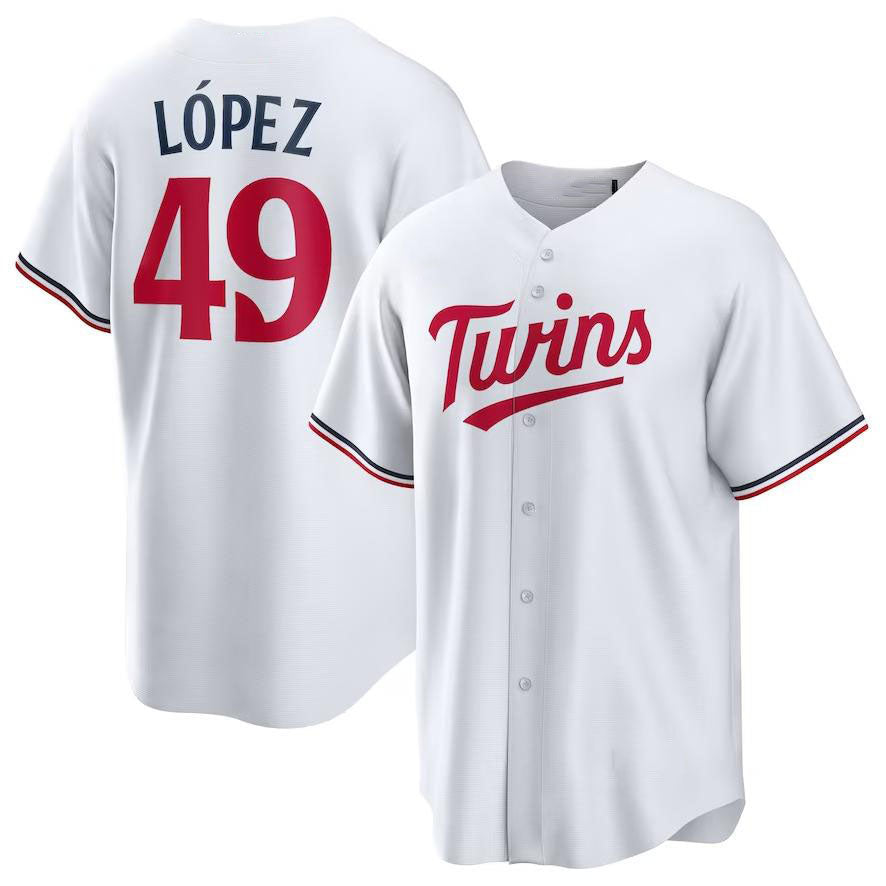 Minnesota Twins #49 Pablo L¨pez White Home Limited Player Baseball Jersey - Main View