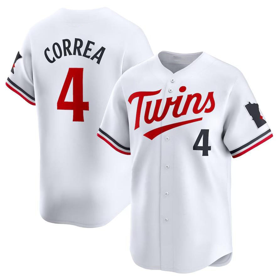 Minnesota Twins #4 Carlos Correa White Home Limited Player Baseball Jersey - Main View
