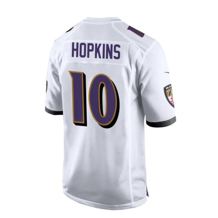 B.Ravens #10 DeAndre  Hopkins White Game Jersey Stitched American Football Jerseys