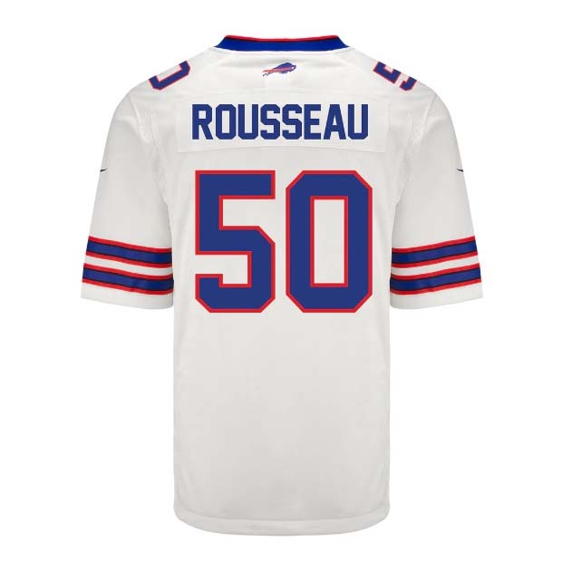 B.Bills #50 Greg Rousseau Game Jersey - White Stitched American Football Jerseys - Main View