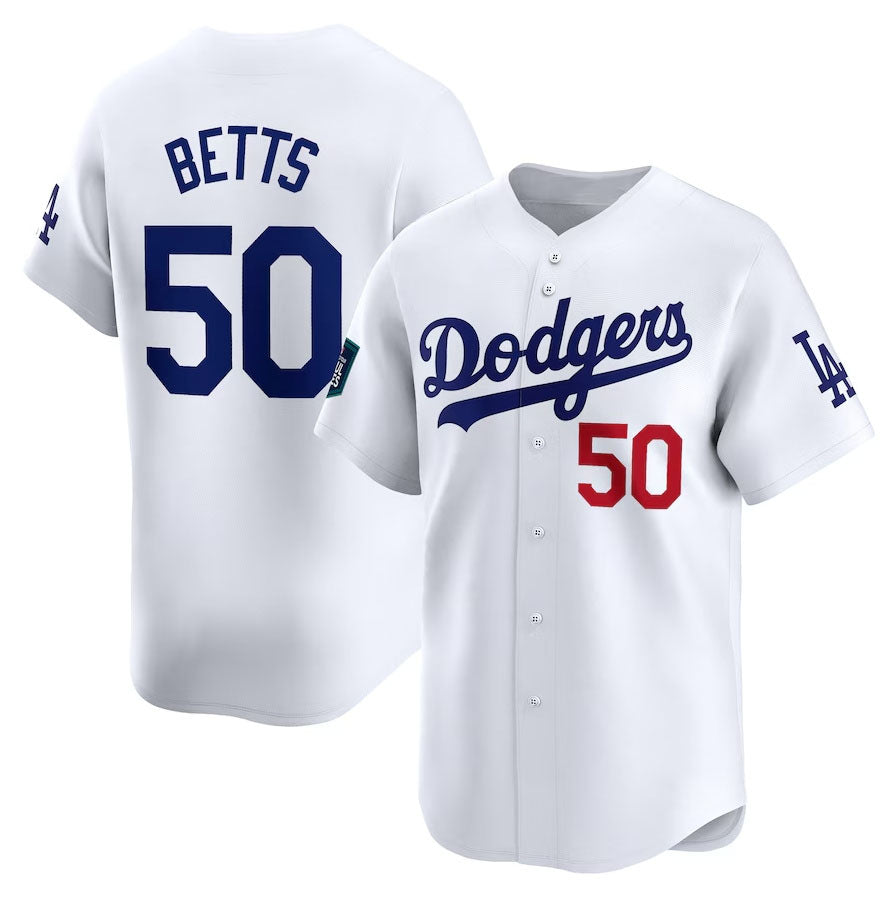 Los Angeles Dodgers #50 Mookie Betts 2024 World Tour Seoul Series Home Limited Player Jersey - White Stitches Baseball Jerseys - Main View