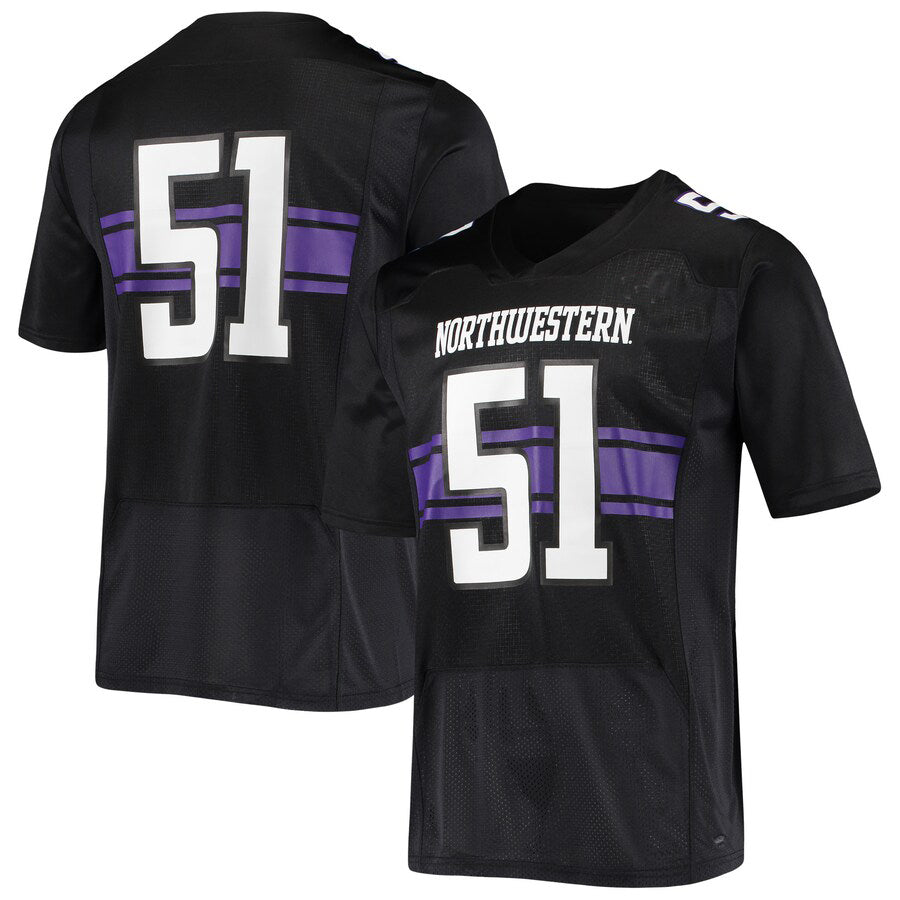 #51 N.Wildcats Under Armour Logo Replica Football Jersey Black Stitched American College Jerseys - Main View