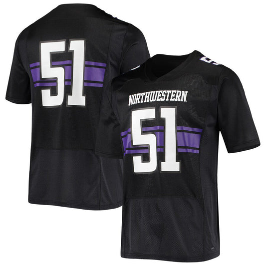 #51 N.Wildcats Under Armour Logo Replica Football Jersey Black Stitched American College Jerseys - Main View