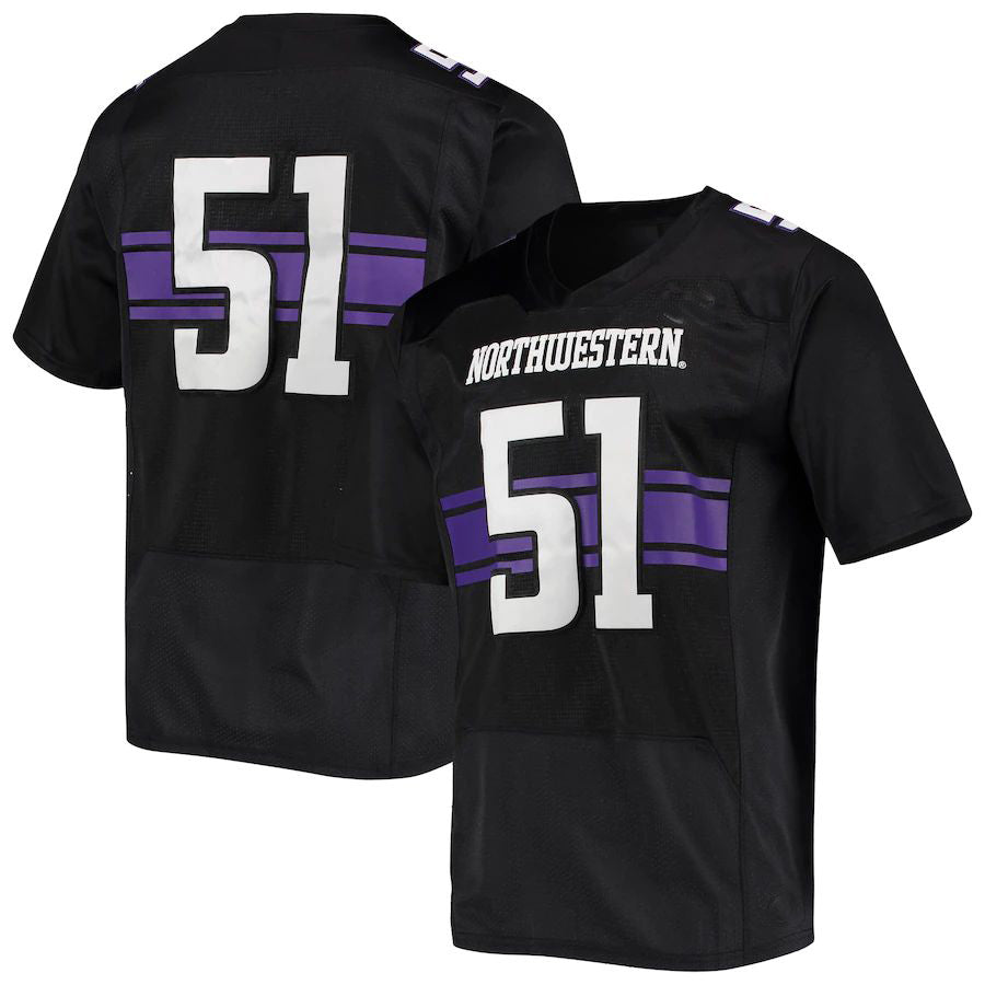#51 N.Wildcats Under Armour Premiere Football Jersey Black Stitched American College Jerseys - Main View