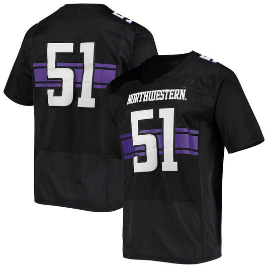 #51 N.Wildcats Under Armour Premiere Football Jersey Black Stitched American College Jerseys - Main View