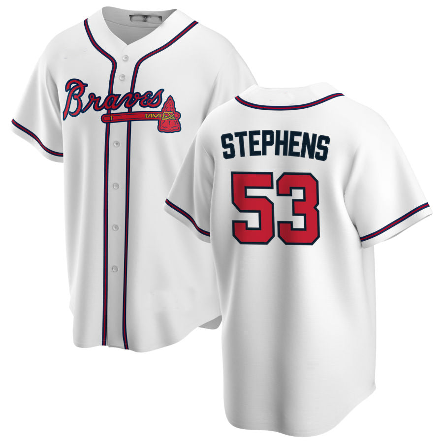 Atlanta Braves #53 Jackson Stephens White Alternate Authentic Player Jersey Stitches Baseball Jerseys - Main View