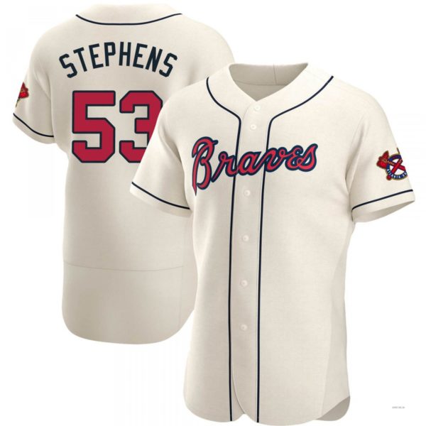 Atlanta Braves #53 Jackson Stephens Cream Alternate Jersey Stitches Baseball Jerseys - Main View