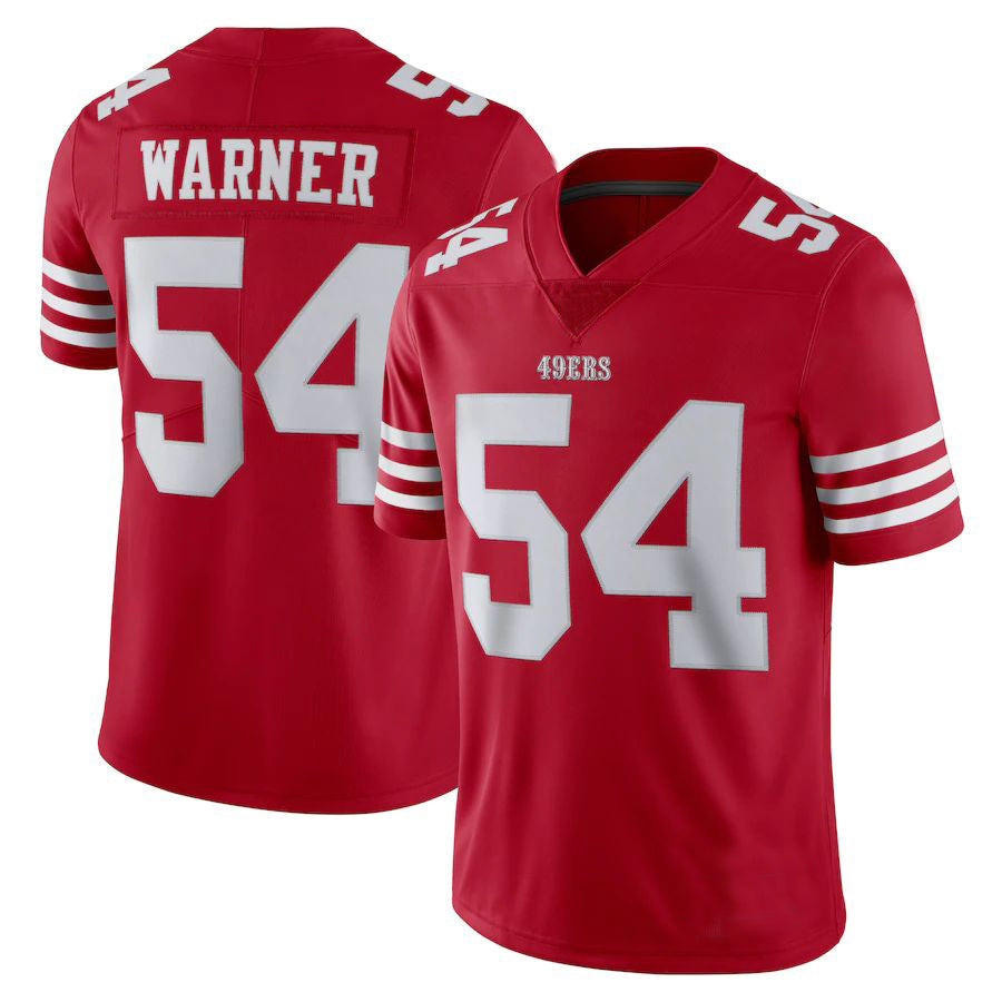 SF.49ers 54 Fred Warner New Red Stitched American Football Jerseys 2022 view 2