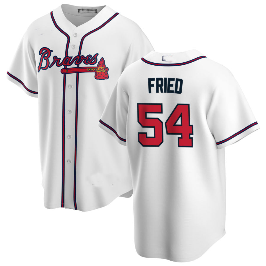 Atlanta Braves #54 Max Fried White Alternate Authentic Player Jersey Stitches Baseball Jerseys - Main View