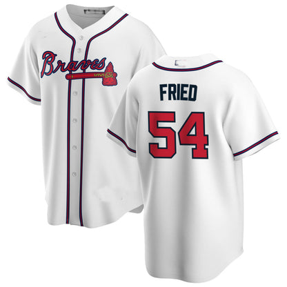 Atlanta Braves #54 Max Fried White Alternate Authentic Player Jersey Stitches Baseball Jerseys - Main View