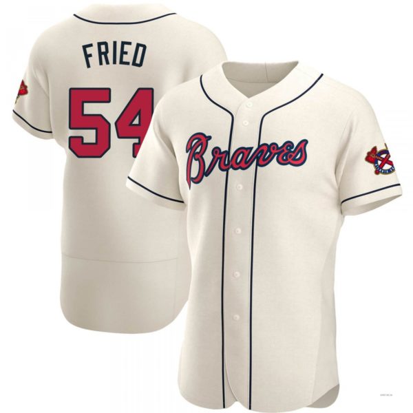 Atlanta Braves #54 Max Fried Cream Alternate Jersey Stitches Baseball Jerseys - Main View