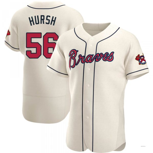 Atlanta Braves #56 Jason Hursh Cream Alternate Jersey Stitches Baseball Jerseys - Main View