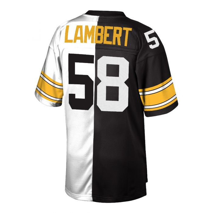 P.Steelers #58 Jack Lambert White/Black Mitchell & Ness Replica Limited Split Stitched American Football Jerseys - Main View