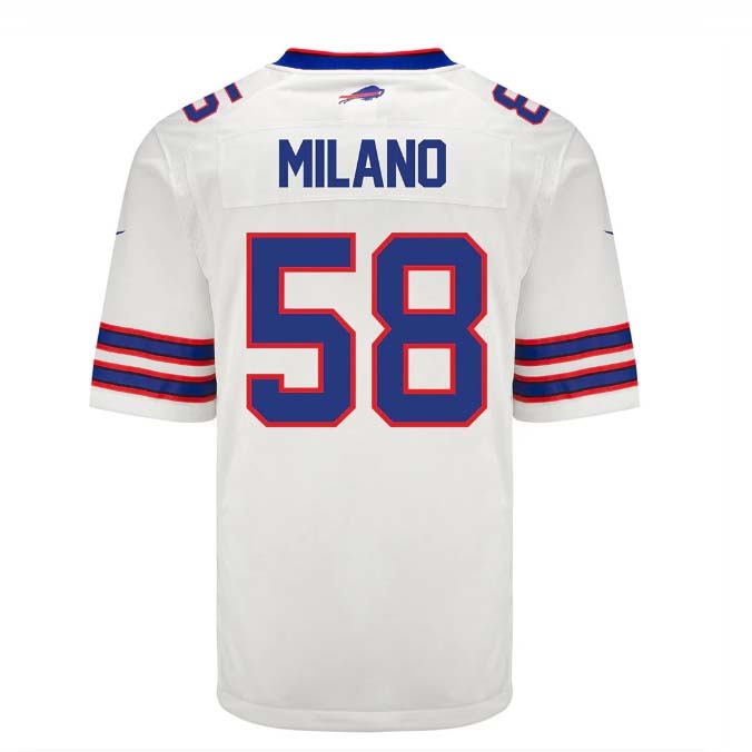 B.Bills #58 Matt Milano Game Jersey - White Stitched American Football Jerseys - Main View