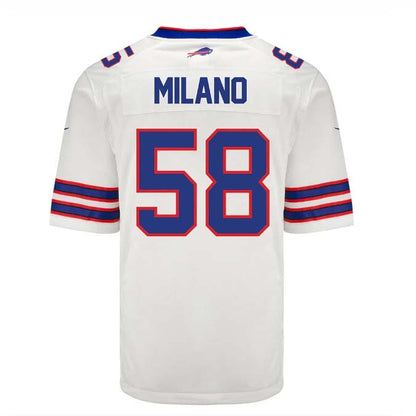 B.Bills #58 Matt Milano Game Jersey - White Stitched American Football Jerseys - Main View
