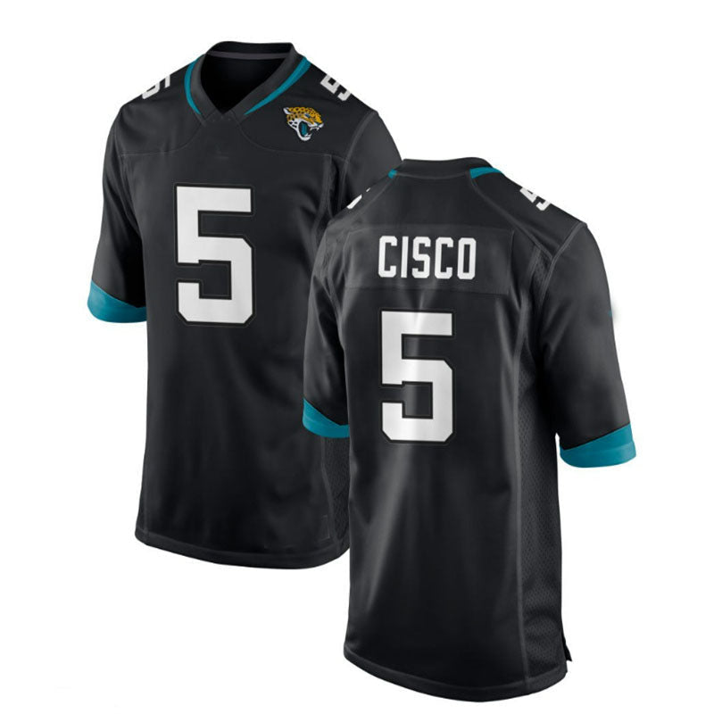 J.Jaguars #5 Andre Cisco Game Player Jersey Black Stitched American Football Jerseys - Main View