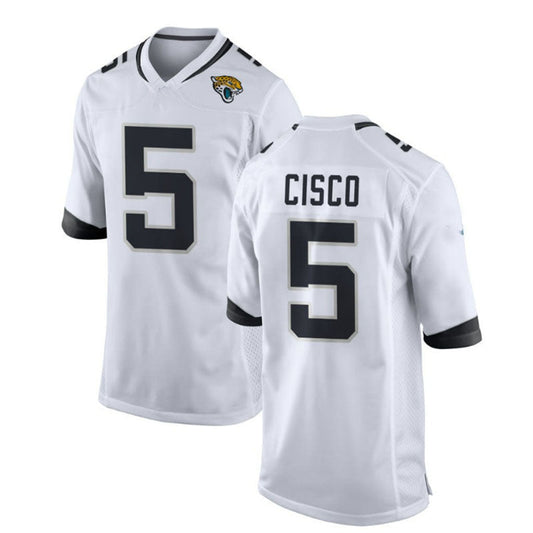J.Jaguars #5 Andre Cisco Game Player Jersey White Stitched American Football Jerseys - Main View