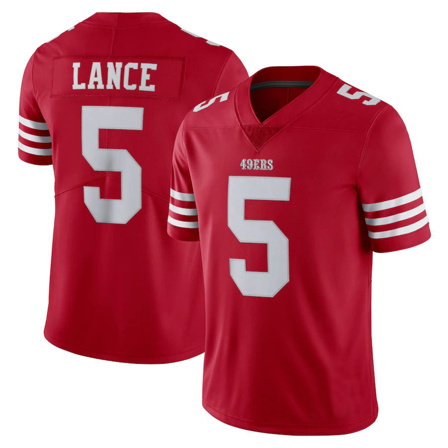 SF.49ers 5 Trey Lance New Red Stitched American Football Jerseys 2022 view 2