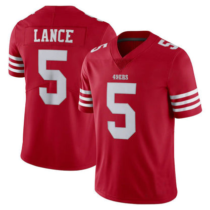 SF.49ers 5 Trey Lance New Red Stitched American Football Jerseys 2022 view 2
