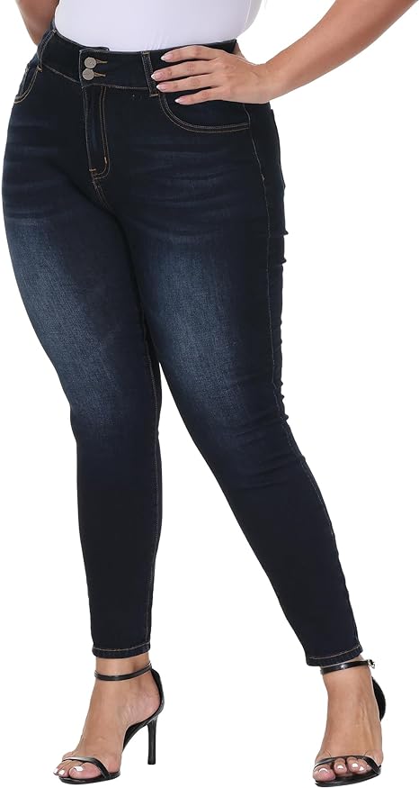 Womens Plus Size Skinny Jeans Stretchy High Waisted Classic Ankle Jean view 5