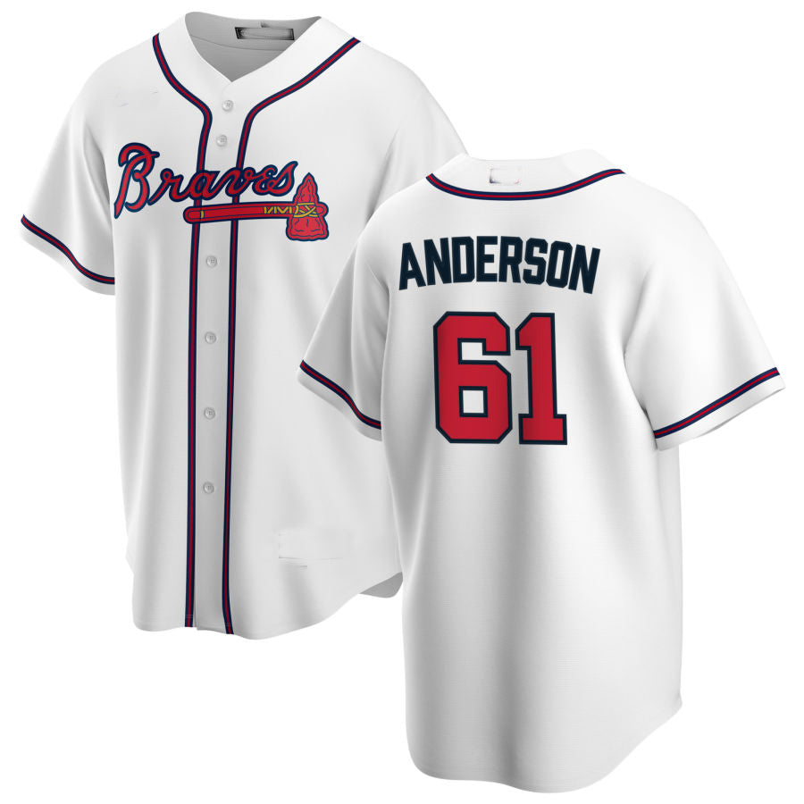Atlanta Braves #61 Nick Anderson White Alternate Authentic Player Jersey Stitches Baseball Jerseys - Main View