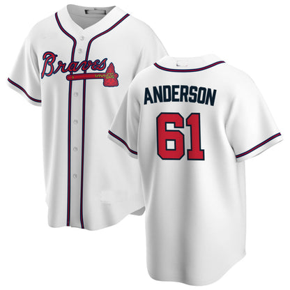 Atlanta Braves #61 Nick Anderson White Alternate Authentic Player Jersey Stitches Baseball Jerseys - Main View
