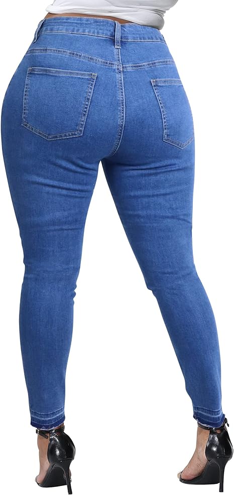 Womens Plus Size Skinny Jeans Stretchy High Waisted Ankle Jean view 6