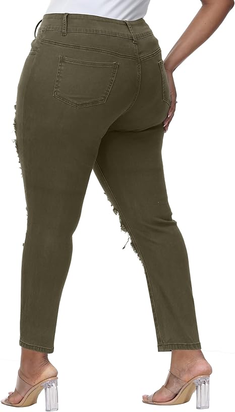 Womens Plus Size Skinny Jeans Stretchy High Waisted Ankle Jean view 2