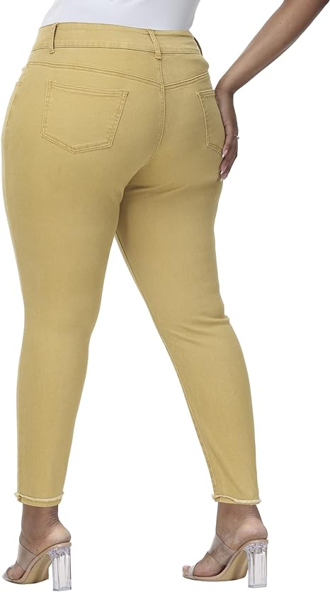 Womens Plus Size Skinny Jeans Stretchy High Waisted Ankle Jean view 2