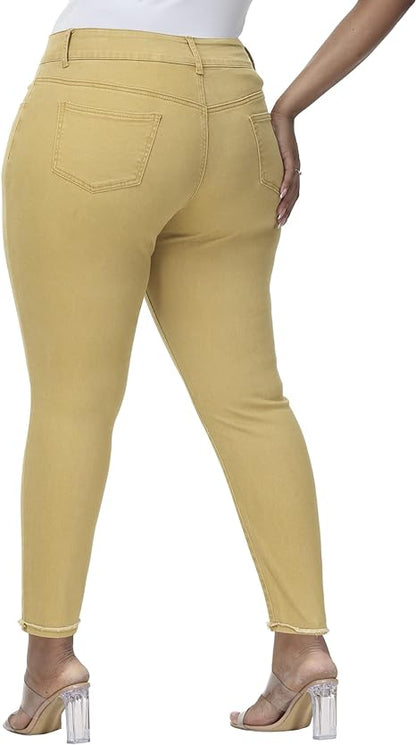 Womens Plus Size Skinny Jeans Stretchy High Waisted Ankle Jean view 2