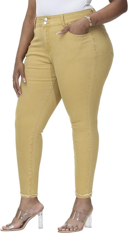 Womens Plus Size Skinny Jeans Stretchy High Waisted Ankle Jean view 6