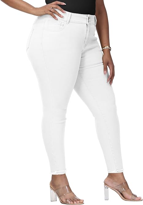 Womens Plus Size Skinny Jeans Stretchy High Waisted Ankle Jean view 5