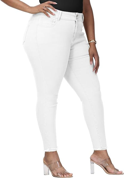 Womens Plus Size Skinny Jeans Stretchy High Waisted Ankle Jean view 5