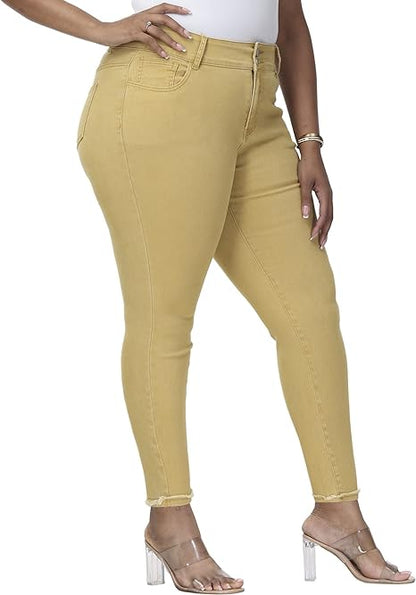 Womens Plus Size Skinny Jeans Stretchy High Waisted Ankle Jean view 5