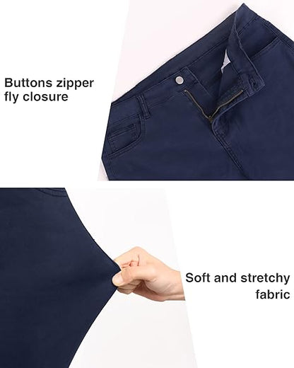 Womens Plus Size Skinny Tapered Pants Comfy Stretch High Waist Ankle Jean view 3