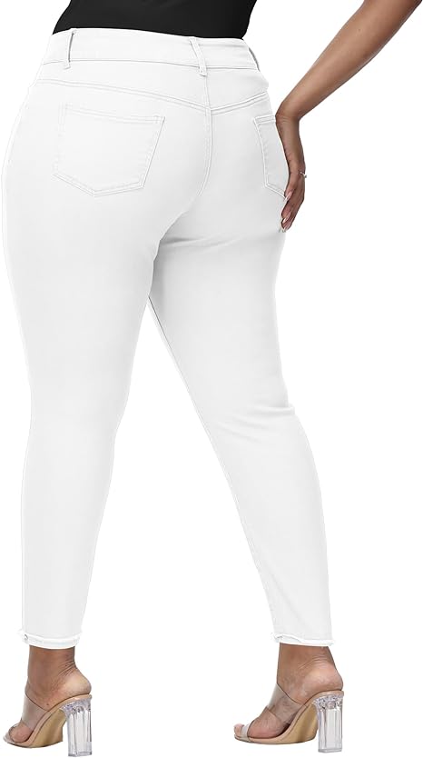 Womens Plus Size Skinny Jeans Stretchy High Waisted Ankle Jean view 2