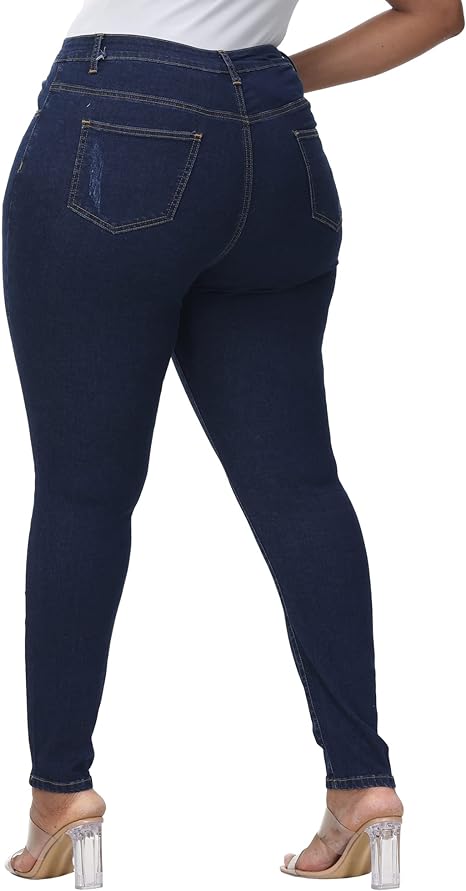 Womens Plus Size Skinny Jeans Stretchy High Waisted Ankle Jean view 2