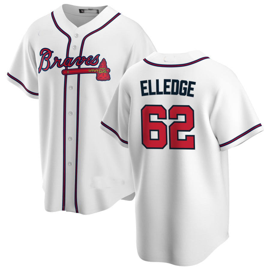 Atlanta Braves #62 Seth Elledge White Alternate Authentic Player Jersey Stitches Baseball Jerseys - Main View