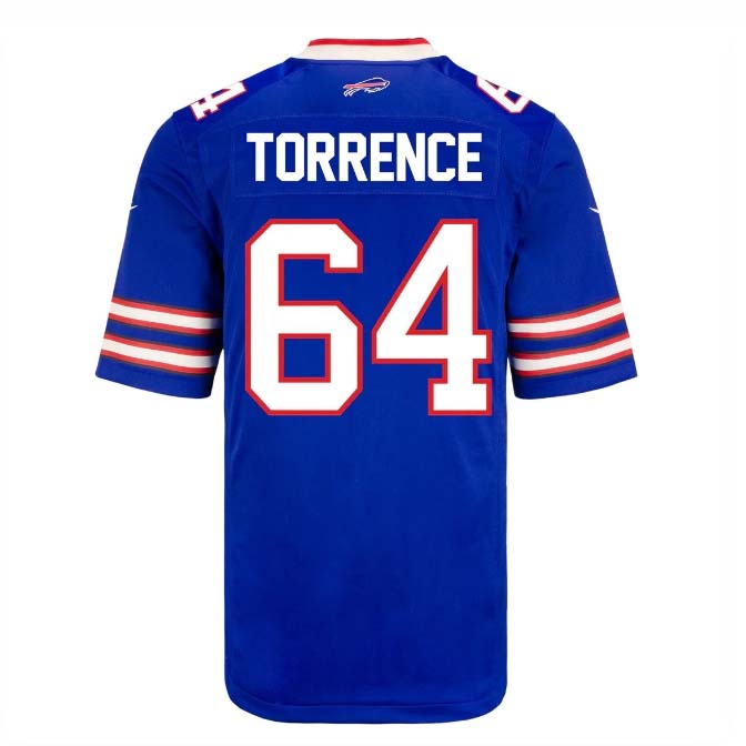 B.Bills #64 O'Cyrus Torrence Game Jersey - Royal Stitched American Football Jerseys - Main View