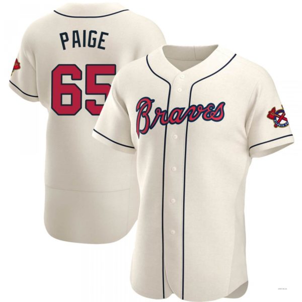 Atlanta Braves #65 Satchel Paige Cream Alternate Jersey Stitches Baseball Jerseys - Main View