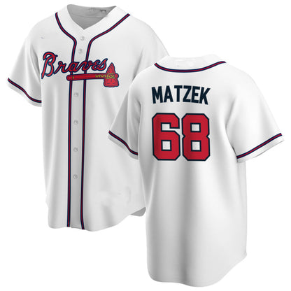 Atlanta Braves #68 Tyler Matzek White Alternate Authentic Player Jersey Stitches Baseball Jerseys - Main View