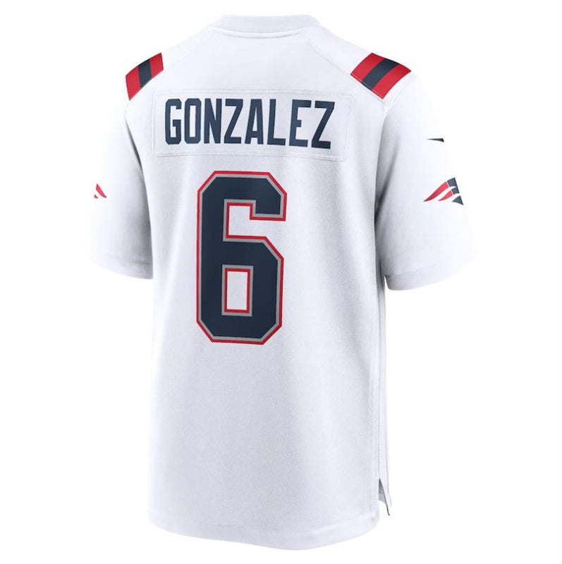 NE.Patriots #6 Christian Gonzalez White Game Player Jersey Stitched American Football Jerseys - Main View