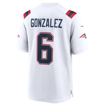 NE.Patriots #6 Christian Gonzalez White Game Player Jersey Stitched American Football Jerseys - Main View