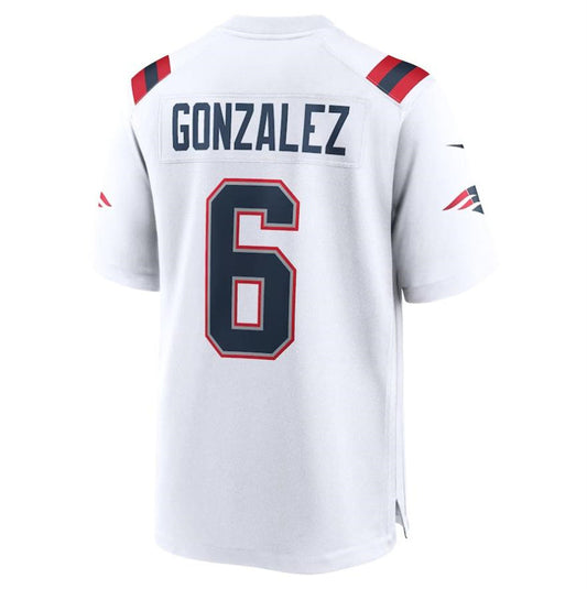 NE.Patriots #6 Christian Gonzalez White Game Player Jersey Stitched American Football Jerseys - Main View