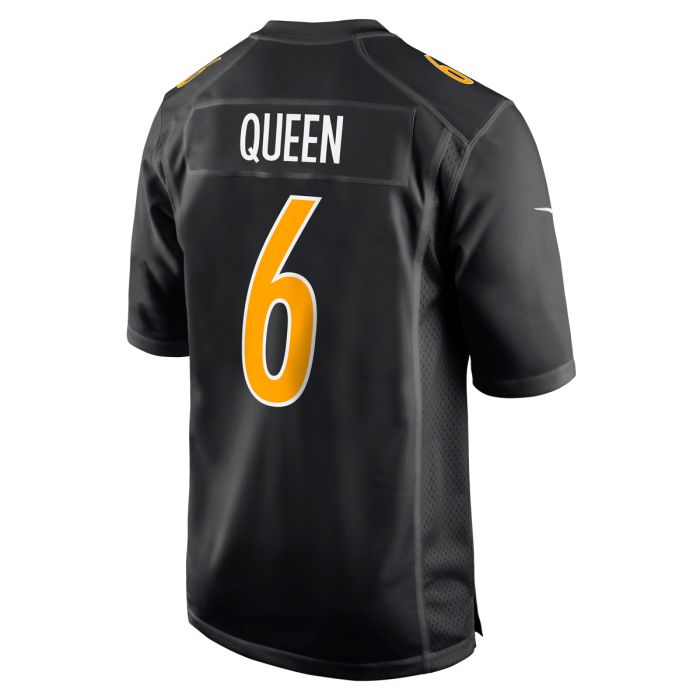 P.Steelers #6 Patrick Queen Replica Carbon Black Stitched American Football Jerseys - Main View