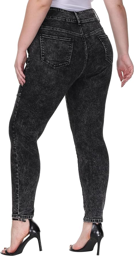 Womens Plus Size Skinny Jeans Stretchy High Waisted Classic Ankle Jean view 2